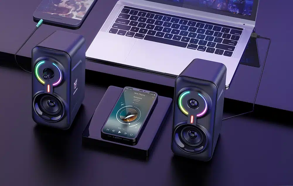 ONIKUMA L6 Bluetooth játékhangszóró mobiltelefon mellett